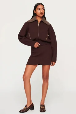 Clea - DAKOTA BOILED WOOL BOMBER (CHOCOLATE)