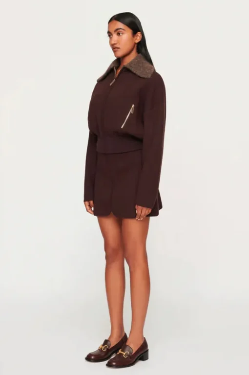 Clea - DAKOTA BOILED WOOL BOMBER (CHOCOLATE)