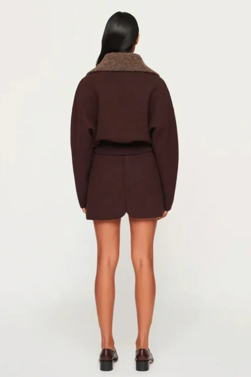 Clea - DAKOTA BOILED WOOL BOMBER (CHOCOLATE)
