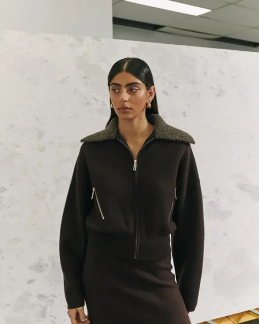Clea - DAKOTA BOILED WOOL BOMBER (CHOCOLATE)