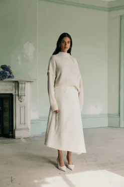 Clea - RAFA ASYM SKIRT (CREAM JACQUARD)