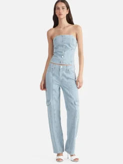 Ena Pelly DIANA DENIM UTILITY PANT (ICE BLUE STRIPE)