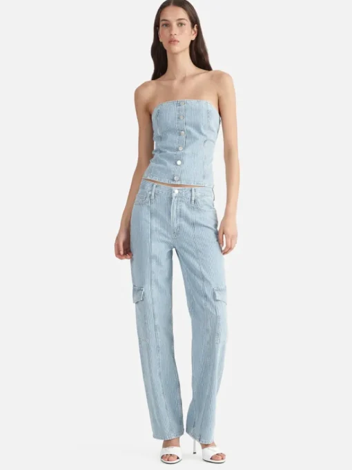 Ena Pelly DIANA DENIM UTILITY PANT (ICE BLUE STRIPE)