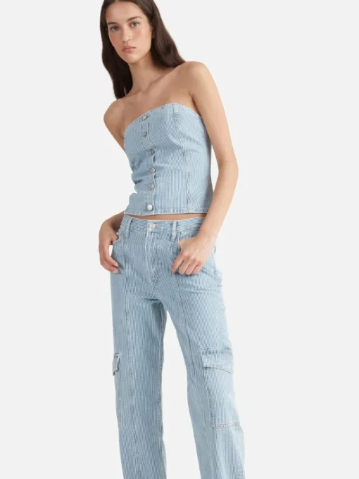 Ena Pelly DIANA DENIM UTILITY PANT (ICE BLUE STRIPE)