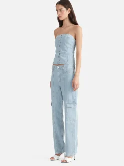 Ena Pelly DIANA DENIM UTILITY PANT (ICE BLUE STRIPE)