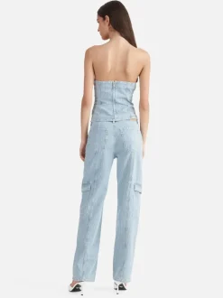 Ena Pelly DIANA DENIM UTILITY PANT (ICE BLUE STRIPE)