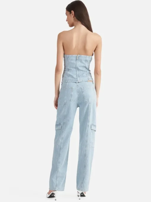 Ena Pelly DIANA DENIM UTILITY PANT (ICE BLUE STRIPE)