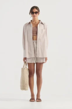 Women Elka Collective - CLARE SHORT (TAN STRIPE)