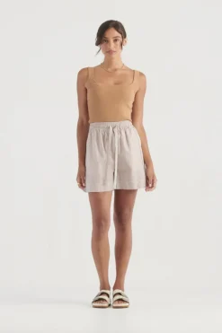 Women Elka Collective - CLARE SHORT (TAN STRIPE)