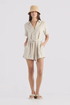 Women Elka Collective - HARRIET PLAYSUIT (NATURAL)