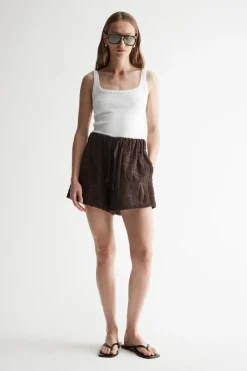 Elka Collective - MONOGRAM TOWELLING SHORT (CHOCOLATE)