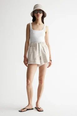 Women Elka Collective - MONOGRAM TOWELLING SHORT (ECRU)