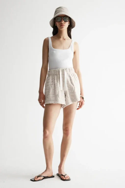 Women Elka Collective - MONOGRAM TOWELLING SHORT (ECRU)
