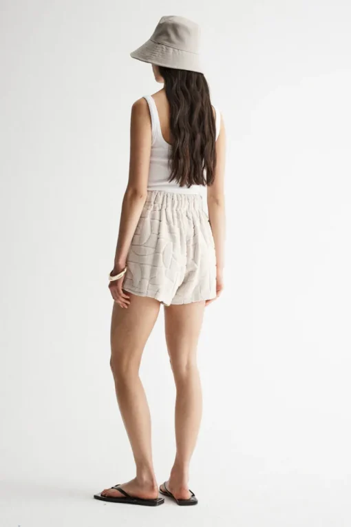 Women Elka Collective - MONOGRAM TOWELLING SHORT (ECRU)