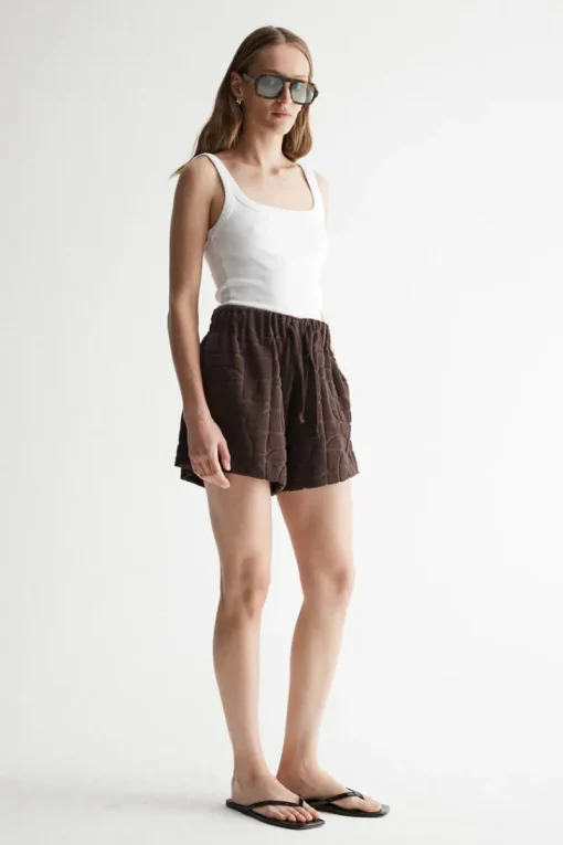Elka Collective - MONOGRAM TOWELLING SHORT (CHOCOLATE)