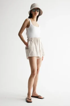 Women Elka Collective - MONOGRAM TOWELLING SHORT (ECRU)