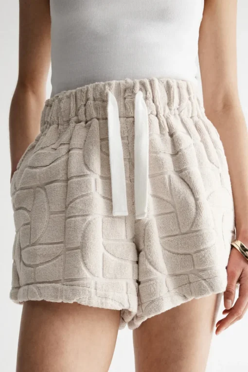 Women Elka Collective - MONOGRAM TOWELLING SHORT (ECRU)