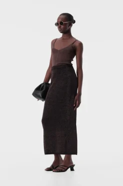 Women Elka Collective - THELMA KNIT SKIRT (COPPER LUREX)