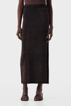Women Elka Collective - THELMA KNIT SKIRT (COPPER LUREX)