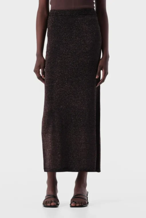 Women Elka Collective - THELMA KNIT SKIRT (COPPER LUREX)