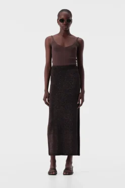 Women Elka Collective - THELMA KNIT SKIRT (COPPER LUREX)