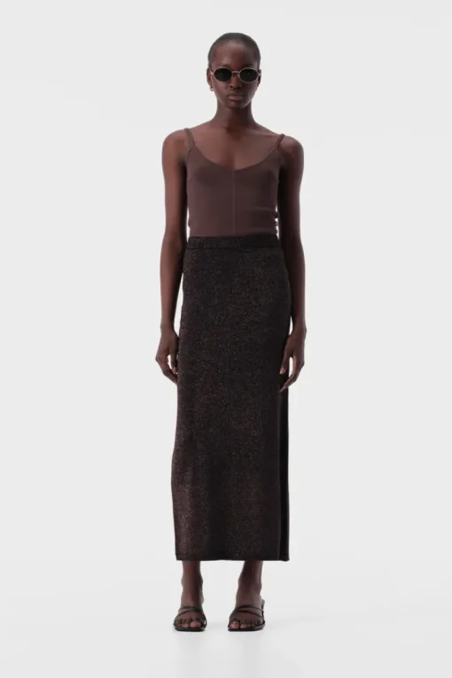Women Elka Collective - THELMA KNIT SKIRT (COPPER LUREX)