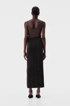 Women Elka Collective - THELMA KNIT SKIRT (COPPER LUREX)