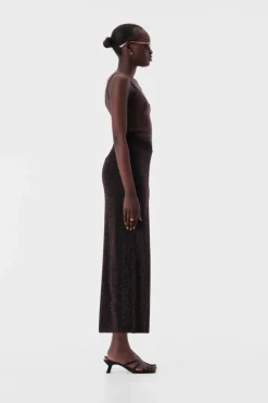Women Elka Collective - THELMA KNIT SKIRT (COPPER LUREX)