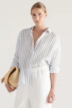 Elka Collective -Tamara Shirt (Blue / White Stripe)