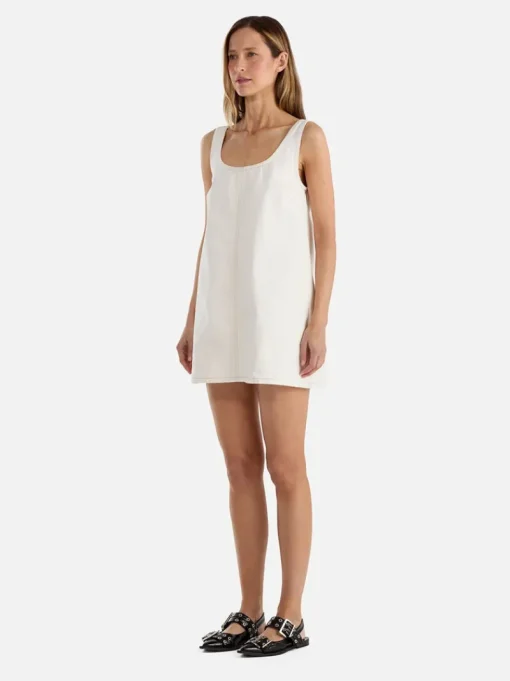Ena Pelly - AMELIE DENIM MINI DRESS (WHITE)