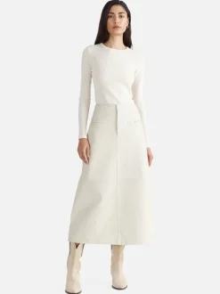 Ena Pelly - ARIA LEATHER MAXI SKIRT (SANDSHELL)