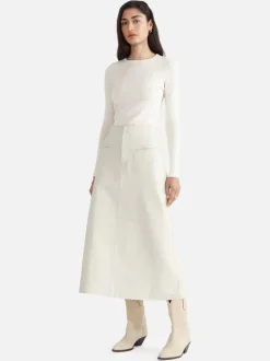 Ena Pelly - ARIA LEATHER MAXI SKIRT (SANDSHELL)