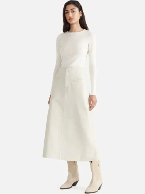 Ena Pelly - ARIA LEATHER MAXI SKIRT (SANDSHELL)
