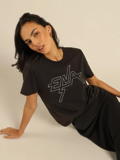 Ena Pelly - Block Logo Graphic Tee (Washed Black)