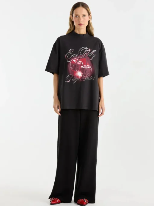 Ena Pelly - CHROME CHERRY TEE (VINTAGE BLACK)