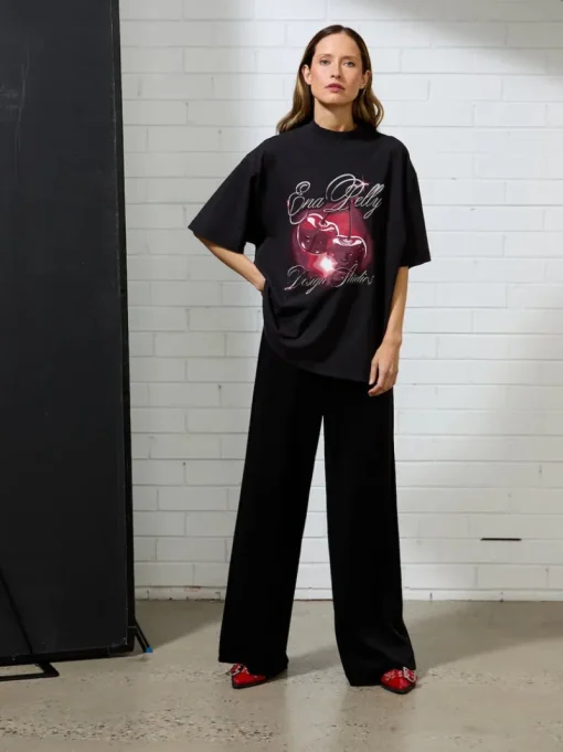 Ena Pelly - CHROME CHERRY TEE (VINTAGE BLACK)