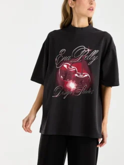 Ena Pelly - CHROME CHERRY TEE (VINTAGE BLACK)