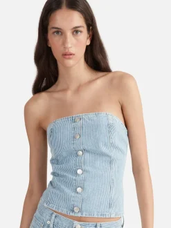 Ena Pelly - DIANA DENIM BUSTIER (ICE BLUE STRIPE)