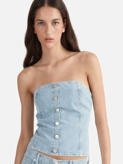Ena Pelly - DIANA DENIM BUSTIER (ICE BLUE STRIPE)