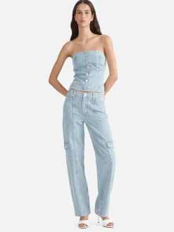 Ena Pelly - DIANA DENIM BUSTIER (ICE BLUE STRIPE)