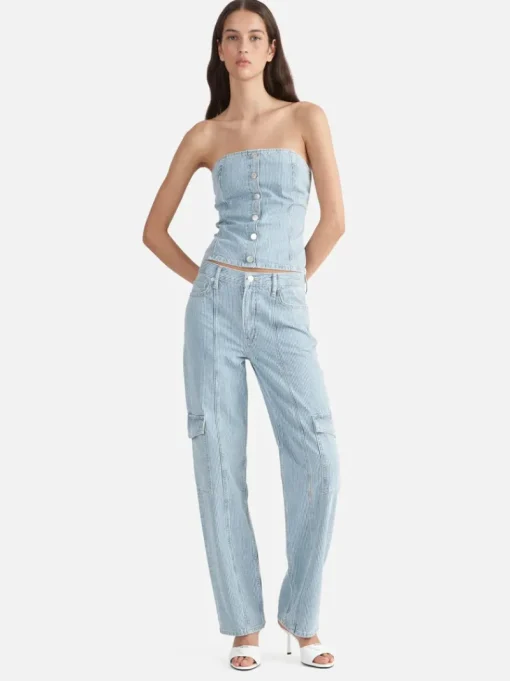Ena Pelly - DIANA DENIM BUSTIER (ICE BLUE STRIPE)