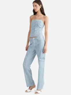 Ena Pelly - DIANA DENIM BUSTIER (ICE BLUE STRIPE)