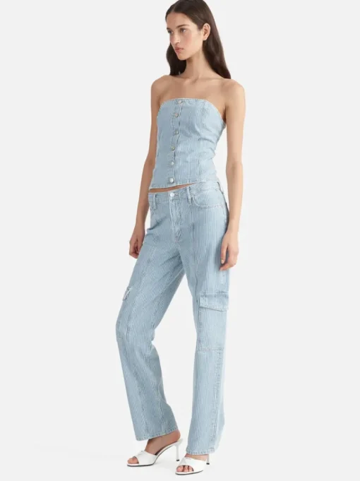 Ena Pelly - DIANA DENIM BUSTIER (ICE BLUE STRIPE)