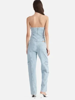 Ena Pelly - DIANA DENIM BUSTIER (ICE BLUE STRIPE)