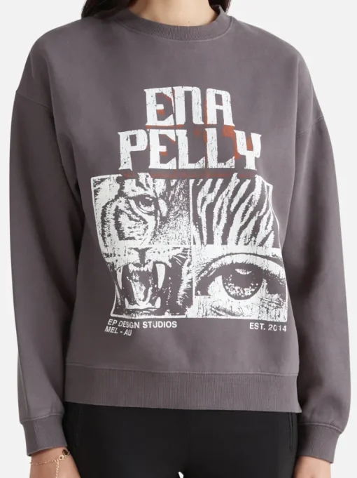 Ena Pelly - Eye of The Tiger Relaxed Sweater (Charcoal)