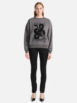 Ena Pelly - Flocked Python Relaxed Sweater (Charcoal)