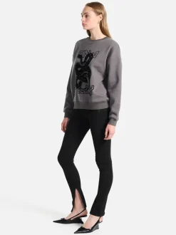 Ena Pelly - Flocked Python Relaxed Sweater (Charcoal)
