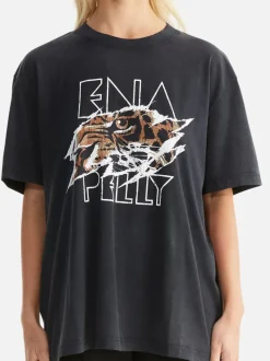 Ena Pelly - JESSIE OVERSIZE TEE TIGERS EYE (VINTAGE BLACK)