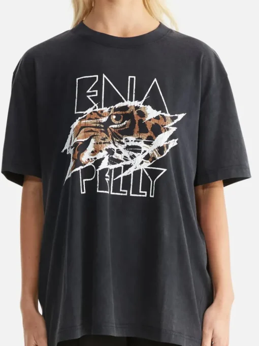 Ena Pelly - JESSIE OVERSIZE TEE TIGERS EYE (VINTAGE BLACK)