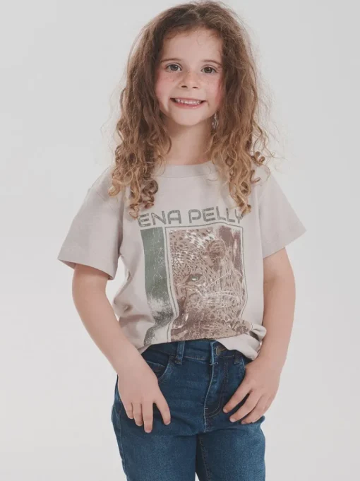 Ena Pelly - Kids Cheetah Tee (Alabaster)